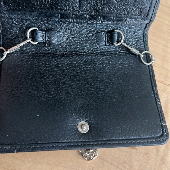 BRIGHTON Wallet Purse Crossbody Black Leather and Silver - Picture 14 of 14